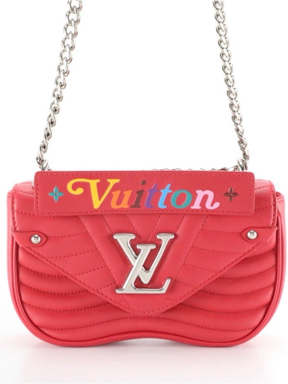 Louis Vuitton New Wave Chain Link Two-Way Bag in Red Quilted Calfskin Leather